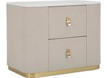 Dmora Comodino Christov 40X60X47H Cm Bianco Crema, Apertura Scorrevole Chiusura Scorrevole