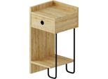 Dmora Comodino Cedro 30X32X61H Cm Marrone Quercia, Un Cassetto Apertura Scorrevole