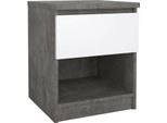 Dmora Comodino Scolastica 40X40.4X49.5H Cm Grigio Cemento, Un Cassetto Apertura Scorrevole