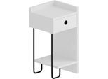 Dmora Comodino Halola 30X32X61H Cm Bianco, Un Cassetto Apertura Scorrevole