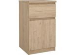Dmora Comodino Delfini 40X40.4X70.1H Cm Marrone Rovere, Un Cassetto Apertura Battente E Scorrevole