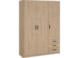 Dmora Guardaroba 3 Ante Simeon 49.8X147 Cm Marrone Rovere, Appendiabiti 3 Ante