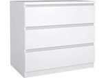 Dmora Cassettiera Kajiki 50X77X68H Cm Bianco Lucido, 3 Cassetti Apertura Scorrevole