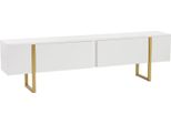 Dmora Mobile Porta Tv Lilith 29.5X180X50H Cm Bianco, Apertura A Ribalta 2 Vani