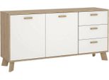 Dmora Credenza Pepito 39.1X147.2X73H Cm Bianco, 3 Cassetti 4 Vani