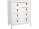 Dmora Cassettiera Alulim 48X82.3X98.9H Cm Bianco, 5 Cassetti Apertura Scorrevole