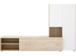Dmora Parete Attrezzata Abrino 40X227X140.6H Cm Bianco, Modulabile Apertura Battente E A Ribalta