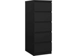Dmora Cassettiera Achaldi 40.4X50X111.3H Cm Nero, 5 Cassetti Apertura Scorrevole