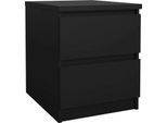 Dmora Comodino Daiki 40.4X50X49.5H Cm Nero, 2 Cassetti Apertura Scorrevole