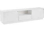 Dmora Mobile Porta Tv Morrigan 29.5X160X42H Cm Bianco, Apertura A Ribalta 4 Vani