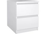 Dmora Comodino Daiki 40.4X50X49.5H Cm Bianco Lucido, 2 Cassetti Apertura Scorrevole