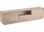 Dmora Mobile Porta Tv Morrigan 29.5X160X42H Cm Beige, Apertura A Ribalta 4 Vani