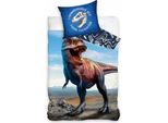 Carbotex Biancheria Da Letto In Cotone 140X200 T-REX Dinosaurus Blu C24