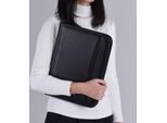 Portafoglio Professionale Multifunzionale Con Cerniera Padfolio Cartella Portadocumenti Organizzatore A4 In Finto Cuoio Con Calcolatrice Porta Biglietti Da Visita Memo Note Pad