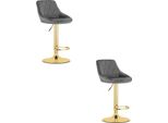 Hocker Kast - Velluto Grigio / Base Oro X 2