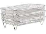 3 Pz/Set Di Cestelli Per Friggitrice Ad Aria Compatibili Con Ninja DZ201 Foodi Tre Cestelli Impilabili Per Disidratatore In Acciaio Inox Supporto Per Friggitrice Ad Aria Accessori Per Friggitrice Ad Aria