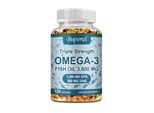 Olio Di Pesce Omega-3 (120 Capsule) Integratore Alimentare, Colesterolo, Sistema Immunitario, Occhi, Ossa, Articolazioni, Cervello