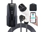 Caricabatterie Portatile Per Veicoli Elettrici Con Display Lcd 3,68 Kw Cavo Di Ricarica Ev Tipo 2 (IEC62196) Spina Cee 7/7 16A Stazione Di Ricarica Ev Monofase Lunghezza Cavo 8,6 M IP66 Scatola Da Parete Impermeabile
