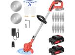 Tagliabordi Elettrico A Batteria Da 21 V, Motore Potente, Lunghezza Regolabile, Rosso, Due Batterie