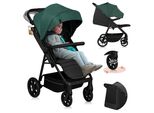 Passeggino Lionelo Mira Fino A 22 Kg, Ruote Girevoli A 360°, Filtro UPF50+, Cappottina Impermeabile Xxl Verde Smeraldo