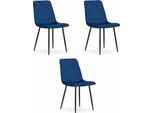 Sedia Turin - Velluto Blu Navy X 3