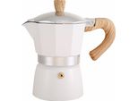 Caffettiera In Alluminio Con Manico In Legno Moka Caffettiera All'aperto Strumento Portatile Caffettiera Beige 300ML
