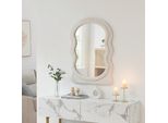 Specchio Da Parete 'Brummen' Specchio Da Bagno 80 X 60 Cm Con Cornice In Tessuto Orsetto Bianco