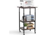 Costway Supporto Per Stampante A 3 Livelli, Carrello Per Stampante Con Ripiani E Rotelle, Carrello Portaoggetti, Supporto Per Macchina, 49X40X77Cm, Marrone