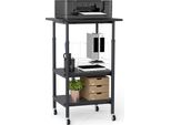 Costway Supporto Per Stampante A 3 Livelli, Carrello Per Stampante Con Ripiani E Rotelle, Carrello Portaoggetti, Supporto Per Macchina, 49X40X77Cm, Nero