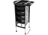 Carrello Da Salone, 5 Ripiani, 4 Cassetti, Design Portatile, Nero