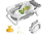 Bagnetto Per Bambini, Morbido Tappetino Da Bagno, Sensore Di Temperatura, Pieghevole, Grigio