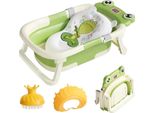 Bagnetto Per Bambini, Morbido Tappetino Da Bagno, Sensore Di Temperatura, Pieghevole, Verde Chiaro