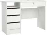 Dmora Scrivania Franklin 48.5X109.3X75.6H Cm Bianco, 3 Cassetti Un Vano