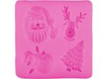 Stampo Per Fondente In Silicone, 4 Motivi Natalizi, Circa 7,3X7,3X1,2 Cm