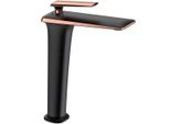 Miscelatore Alto Per Lavabo Mexen Purus Nero/Oro Rosa