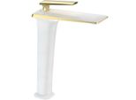 Mexen Purus Batteria Lavabo Alta, Bianca/Oro - 745810-25