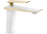 Mexen Purus Rubinetto Lavabo, Bianco/Oro - 745800-25