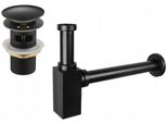 Mexen Semisifone Per Lavabo Quadrato Con Tappo Clic-Clac, Con Troppo Pieno, Nero Antico - 7992060-79