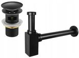 Mexen Semisifone Per Lavabo Quadrato Con Tappo Clic-Clac, Con Troppopieno, Nero - 7992060-70