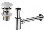 Mexen Mezzo Sifone Per Lavabo Rotondo Con Tappo In Ceramica Clic-Clac, Con Troppopieno, Cromo/Bianco - 7992050-02