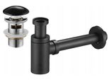 Mexen Mezzo Sifone Lavandino Rotondo Con Tappo Ceramico Clic-Clac, Con Troppopieno, Nero - 7992050-75