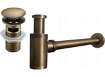 Mexen Semisifone Per Lavabo Rotondo Con Tappo Clic-Clac, Con Troppopieno, Bronzo Antico - 7992050-30