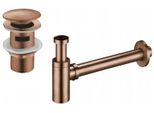Mexen Semisifone Lavabo Rotondo Con Tappo Click-Clack, Con Troppopieno, Oro Rosa - 7992050-60