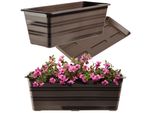 Fioriera Kadax Con Piattino "Cati"", In Plastica, Vaso Da Fiori Per Balcone, Terrazza, Davanzale, 40 Cm, Marrone"