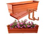Fioriera Kadax Con Base E Portacassette Da Balcone "Cati"", In Plastica, Vaso Da Fiori Per Balcone, 60 Cm, Terracotta"