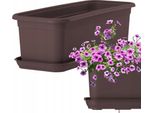 Fioriera Kadax Con Piattino "Evron"", In Plastica, Vaso Per Fiori Per Balcone, Terrazza, Davanzale, 40 Cm, Marrone"