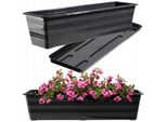 Fioriera Kadax "Cati"" Con Sottovaso, In Plastica, Vaso Da Fiori Per Balcone, Terrazza, Davanzale, 60 Cm, Antracite"