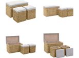 Vidaxl Panca Con 2 Pouf In Seagrass Grigio - Panca - Panche - Panche - Panchine