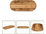 The Living Store Piano Del Tavolo 120X60X2,5 Cm Ovale Legno Di Mango Massiccio Grezzo
