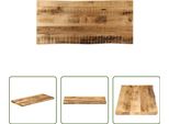 The Living Store Piano Del Tavolo Con Bordo Ad Albero 100X40X2,5 Cm Legno Massiccio Di Mango Grezzo